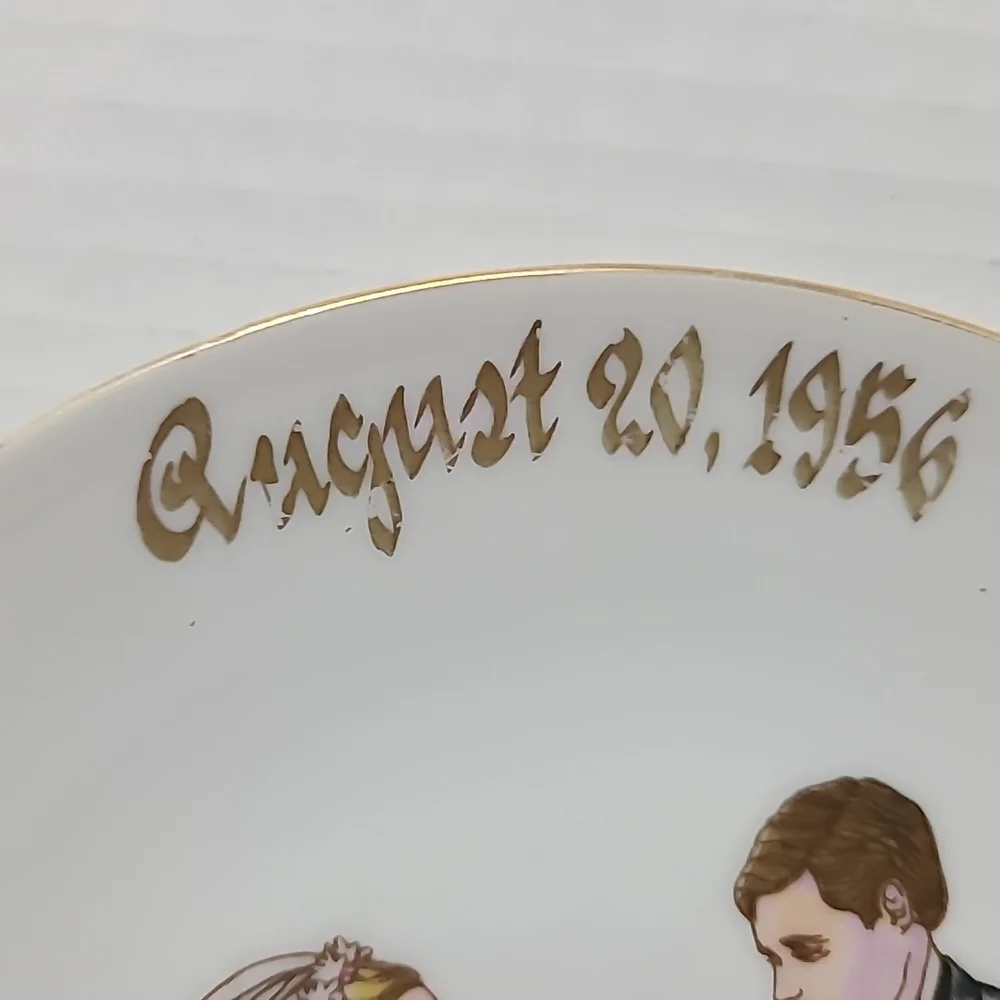 Vintage 1956 Phyl And Jack Wedding Plate Chadwick -Miller Porcelain Japan .